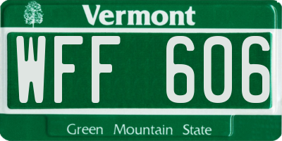 VT license plate WFF606