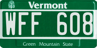VT license plate WFF608