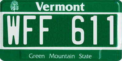 VT license plate WFF611
