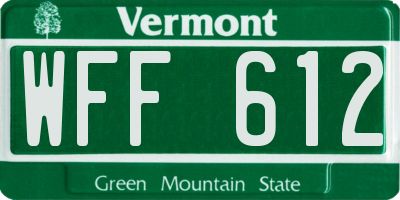 VT license plate WFF612