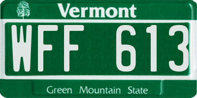 VT license plate WFF613