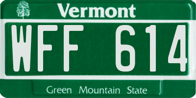 VT license plate WFF614
