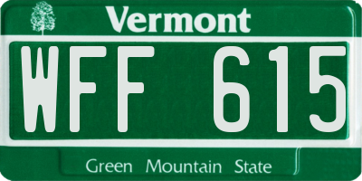 VT license plate WFF615
