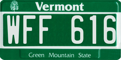 VT license plate WFF616