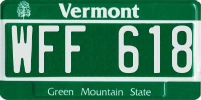 VT license plate WFF618