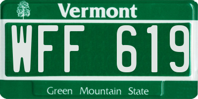 VT license plate WFF619