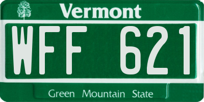 VT license plate WFF621