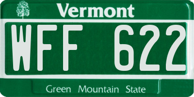 VT license plate WFF622