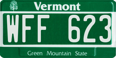 VT license plate WFF623