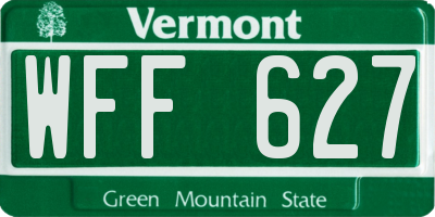 VT license plate WFF627