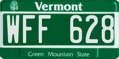 VT license plate WFF628