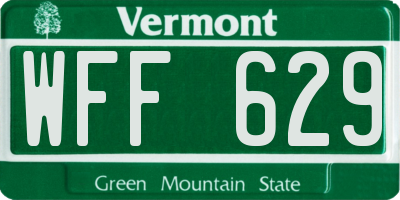 VT license plate WFF629