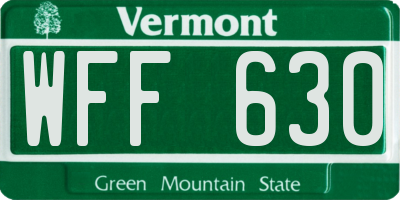 VT license plate WFF630