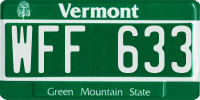 VT license plate WFF633