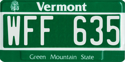 VT license plate WFF635