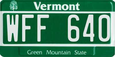 VT license plate WFF640