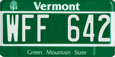 VT license plate WFF642