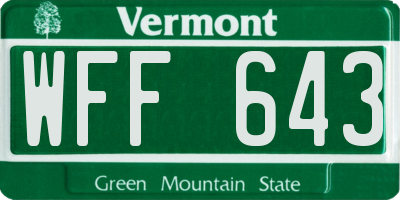 VT license plate WFF643