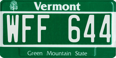 VT license plate WFF644