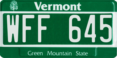 VT license plate WFF645