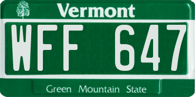 VT license plate WFF647