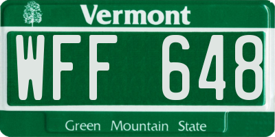 VT license plate WFF648