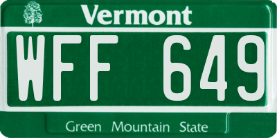 VT license plate WFF649