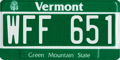 VT license plate WFF651
