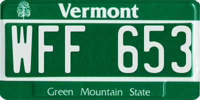 VT license plate WFF653