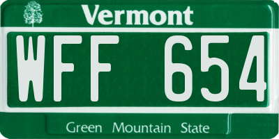 VT license plate WFF654