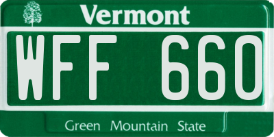 VT license plate WFF660