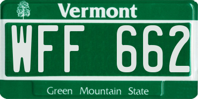 VT license plate WFF662