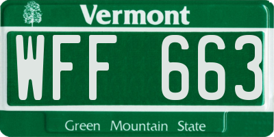 VT license plate WFF663