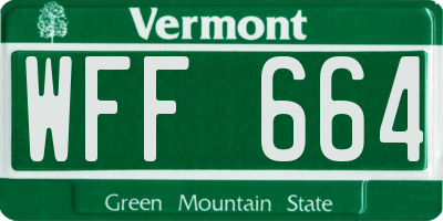 VT license plate WFF664