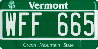 VT license plate WFF665