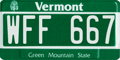 VT license plate WFF667