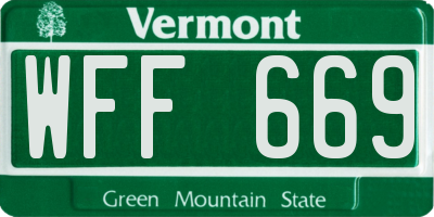 VT license plate WFF669