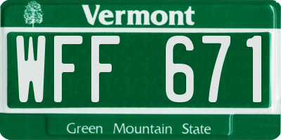 VT license plate WFF671