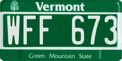 VT license plate WFF673