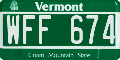 VT license plate WFF674