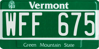 VT license plate WFF675