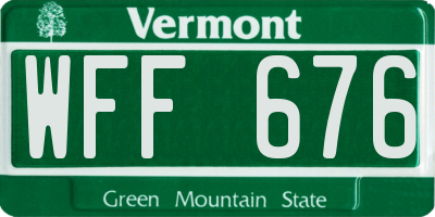 VT license plate WFF676