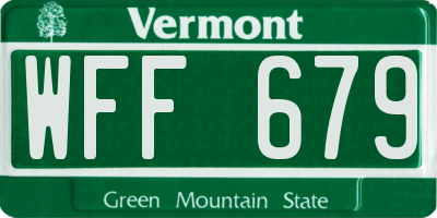 VT license plate WFF679