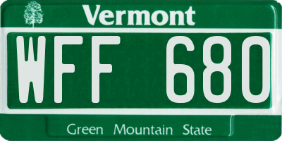 VT license plate WFF680