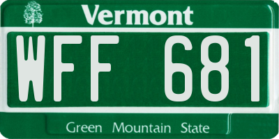 VT license plate WFF681
