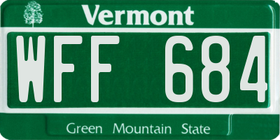 VT license plate WFF684