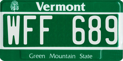 VT license plate WFF689