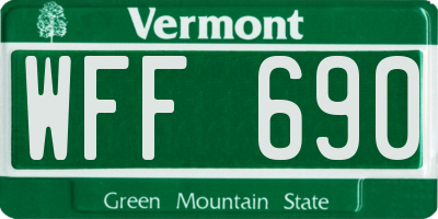 VT license plate WFF690