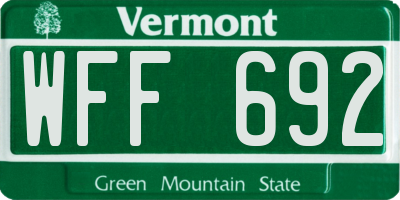 VT license plate WFF692