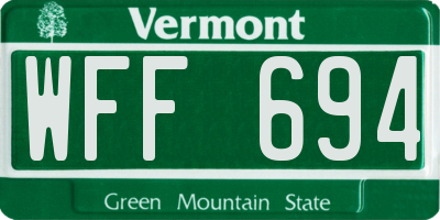 VT license plate WFF694
